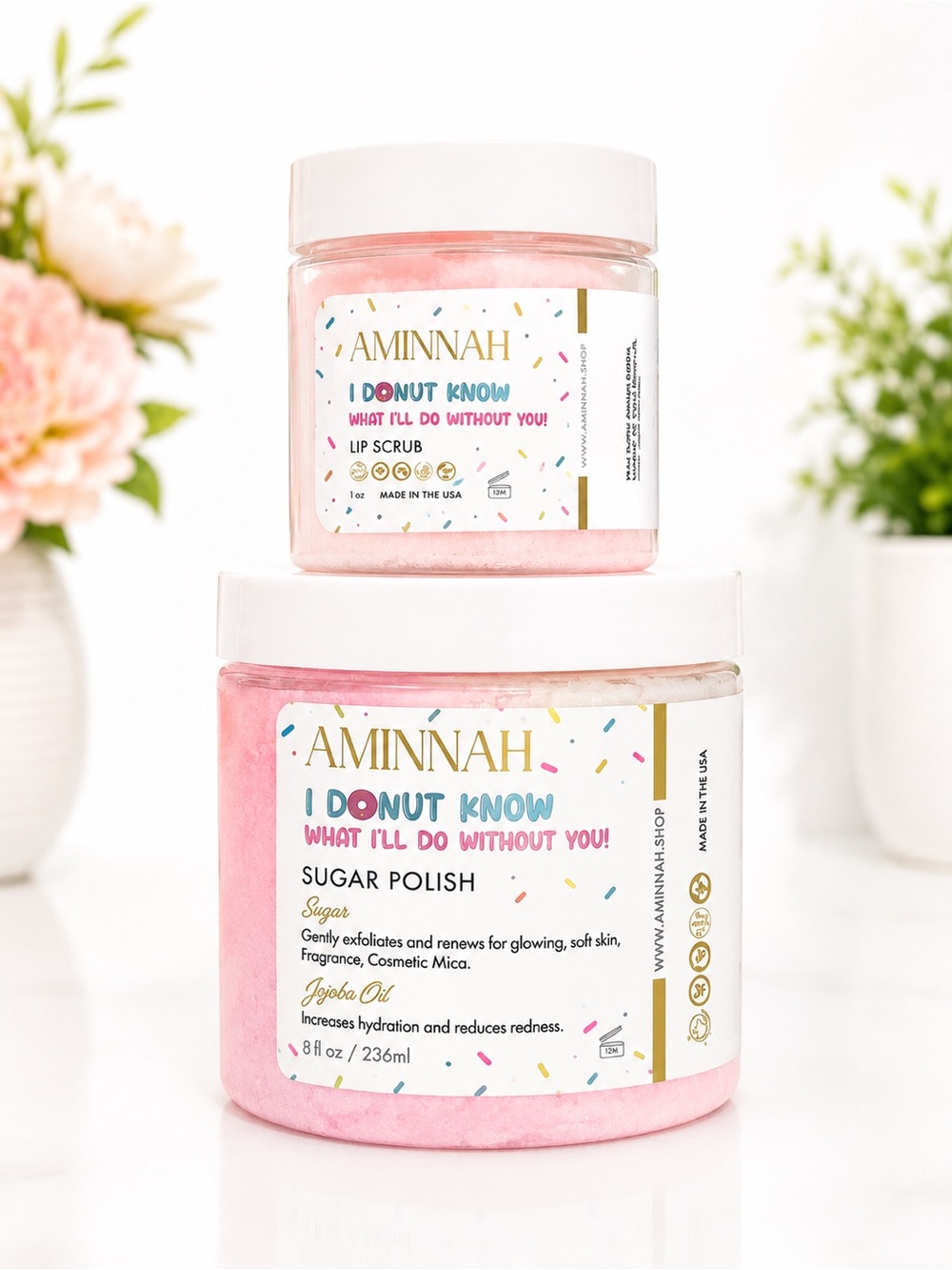 *Buy Now* Aminnah Sugar Polish & Lip Scrub Duo - I Donut Know